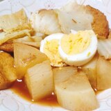 平天と大根と白菜と玉子のピリ辛明太子なめ茸煮